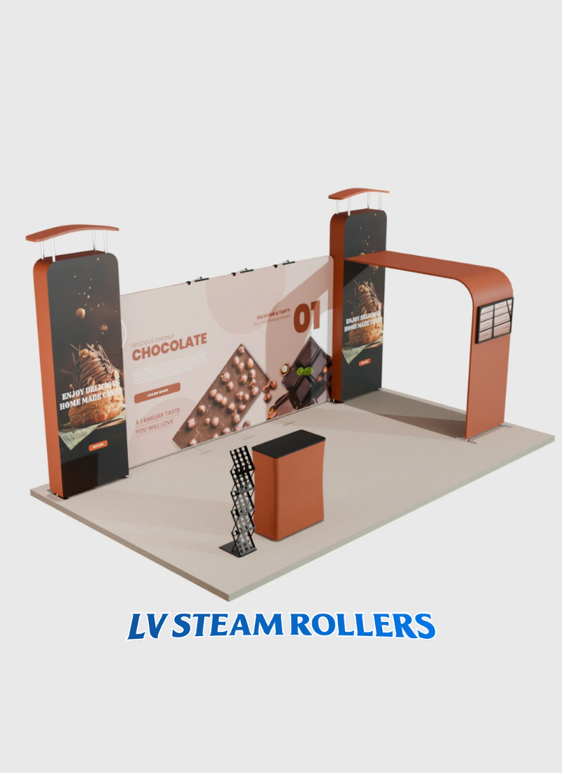 10 x 20 Straight Backdrop with 3D Wall & Arch Exhibition Kit