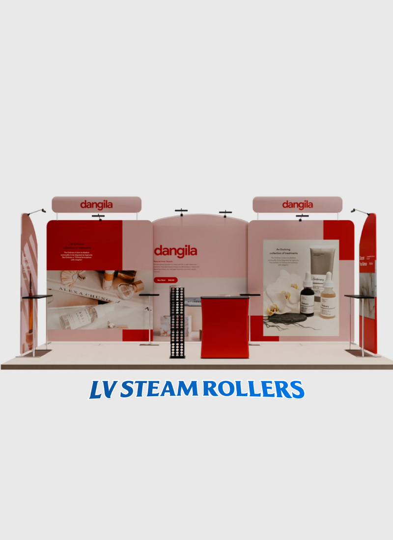 10x20 Straight Backdrop with Round Table Top Exhibition Kit